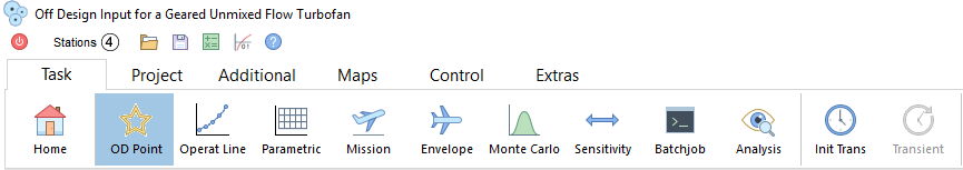 The ribbon in the off-design input window